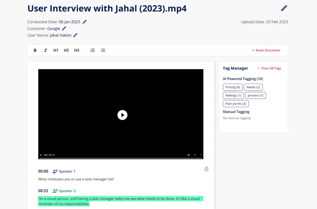 Research and Feedback Review